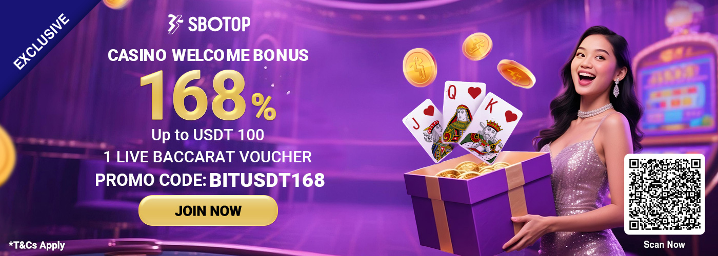 168% USDT SBO Live Casino Welcome Bonus