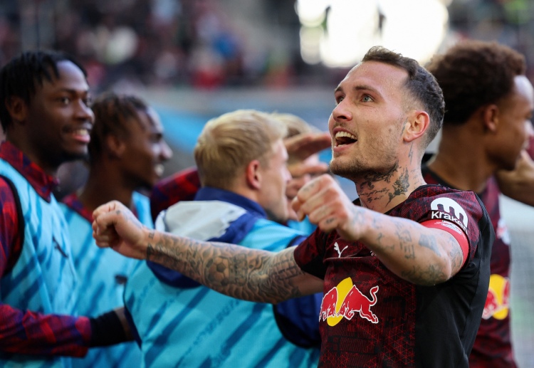 RB Leipzig’s Christoph Baumgartner targets another goal in the Bundesliga meeting with VfB Stuttgart